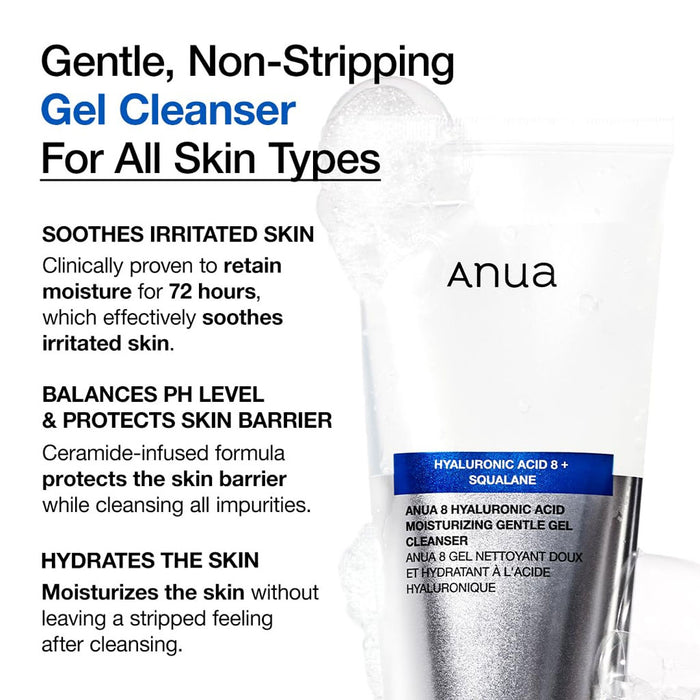 Anua 8 Hyaluronic Acid Moisturizing Gentle Gel Cleanser Nudie Glow Australia