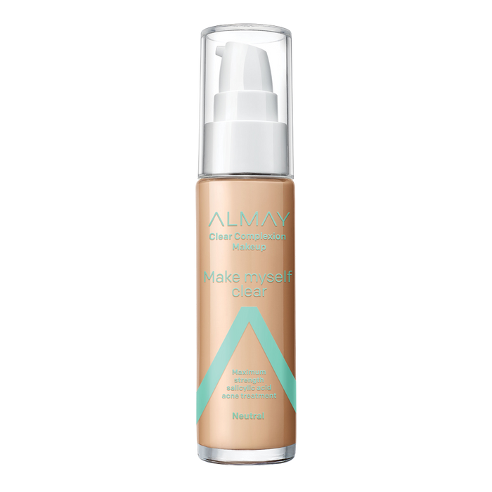Almay Clear Complexion Makeup 30ml 400 Neutral foundation with matte finish and salicylic acid for acne-prone skin