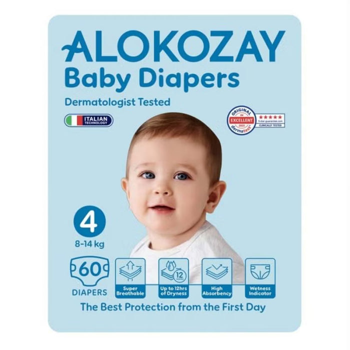 Alokozay Baby Diapers, Size 4, 8-14kg, Pack of 60's Alokozay