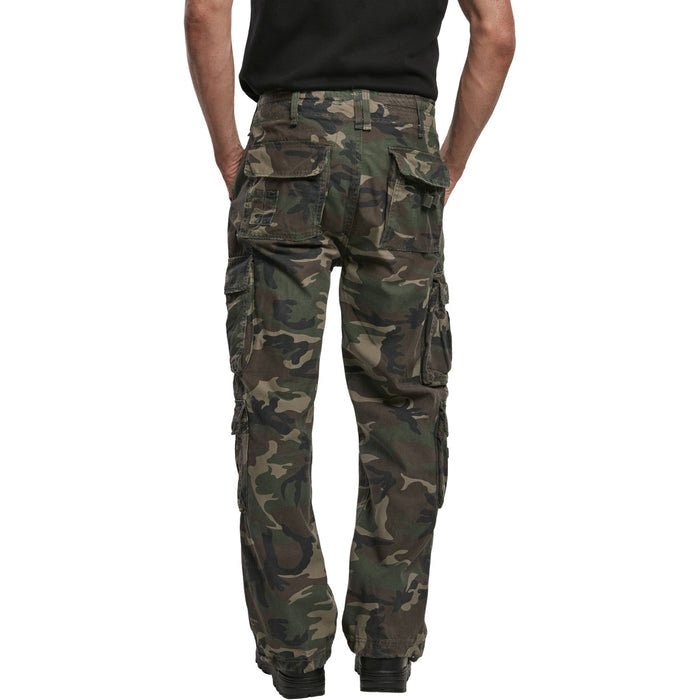rear pockets on brandit woodland camo pure vintage camo trousers