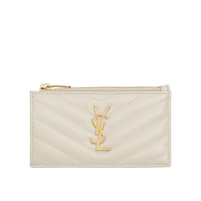 CASSANDRE MATELASSÉ FRAGMENTS CARD CASE IN GRAIN DE POUDRE LEATHER