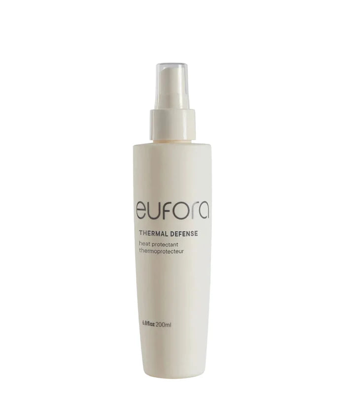 A 200ml bottle of eufora Thermal Defense facial protectant spray, shown on a clean white background with a subtle reflection.