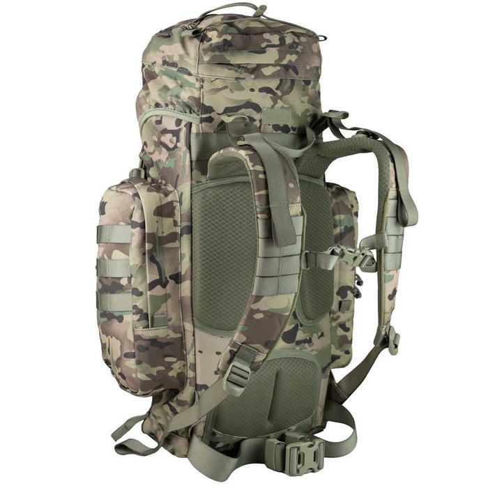 angled rear view of highlander forces elite pack 44l hmtc camo