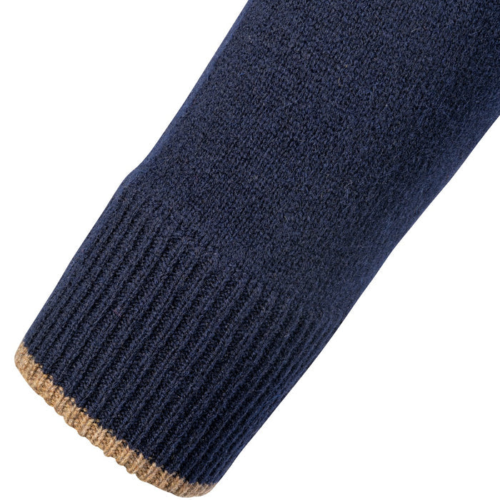 ribbed cuffs on navy blue jack pyke ashcombe v neck jumper