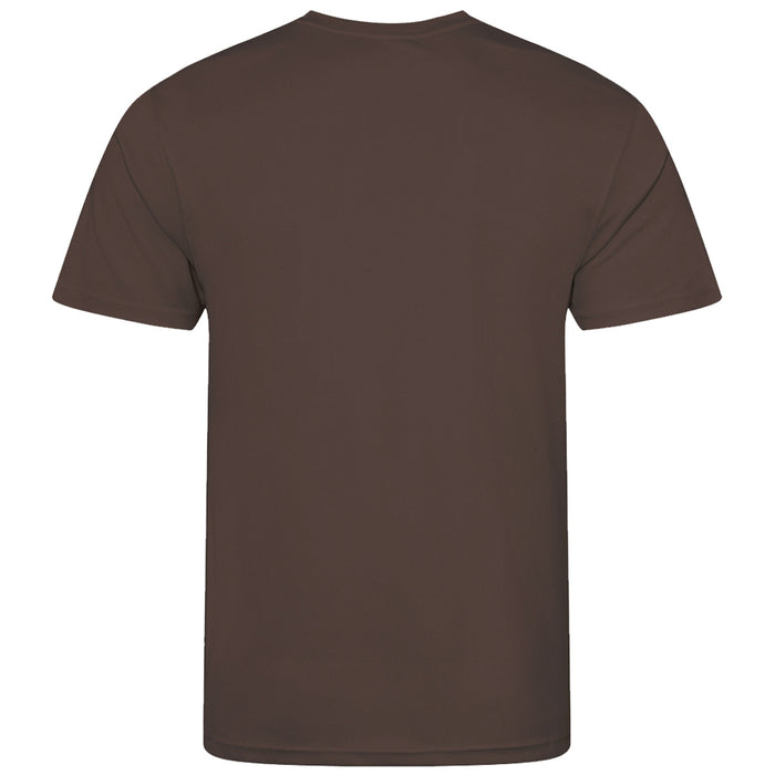 rear of hot chocolate lightweight wicking tshirt