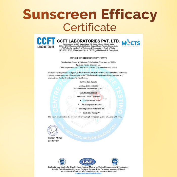 Mamaearth Vitamin C Daily Glow Sunscreen SPF 50 PA++++ – In-Vivo Tested (ISO 24444:2019 Certified, CTRI/2025/05/087276) - 80 g (Pack of 3)