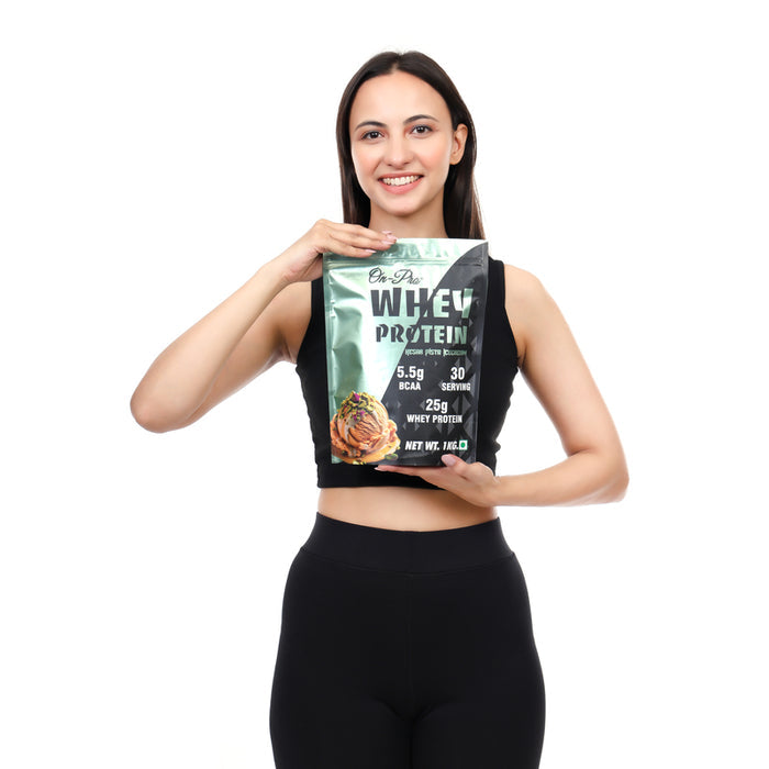 ON-PRO WHEY PROTEIN 1KG POUCH (KESAR PISTA ICE CREAM FLAVOUR)
