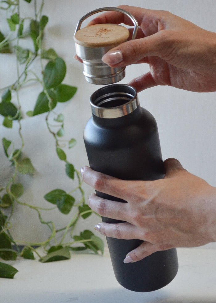 Stainless Steel Water Bottle with Bamboo Lid