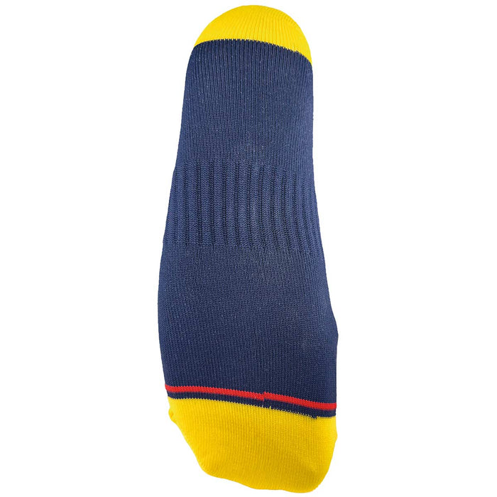 arch-bracing panel on navy and yellow 1000 mile all terrain repreve socks