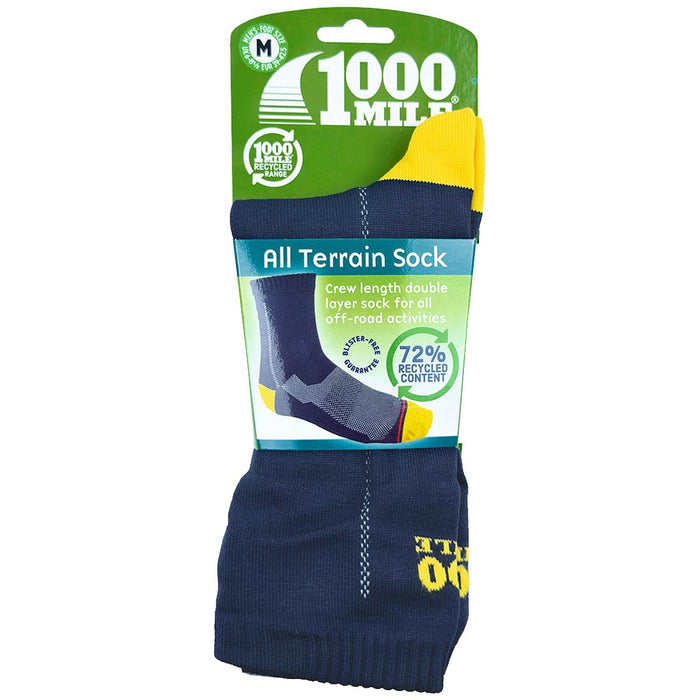 packaging for navy yellow 1000 mile all terrain repreve socks