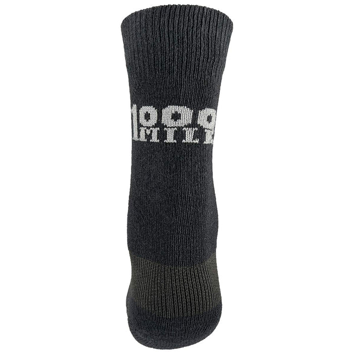 back view of 1000 mile black double layer repreve socks
