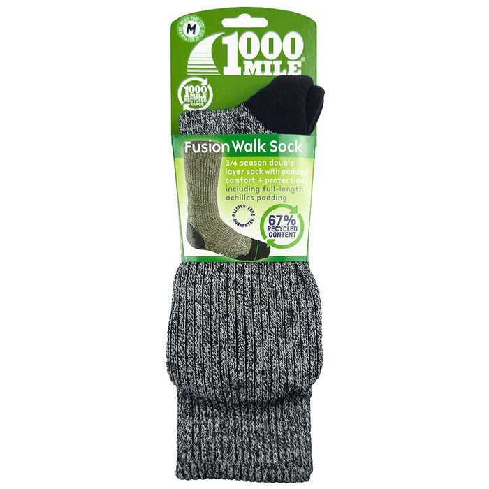 1000 mile charcoal marl fusion repreve walking socks packaging