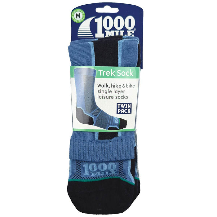 packaging of 1000 mile twin pack single layer trek socks