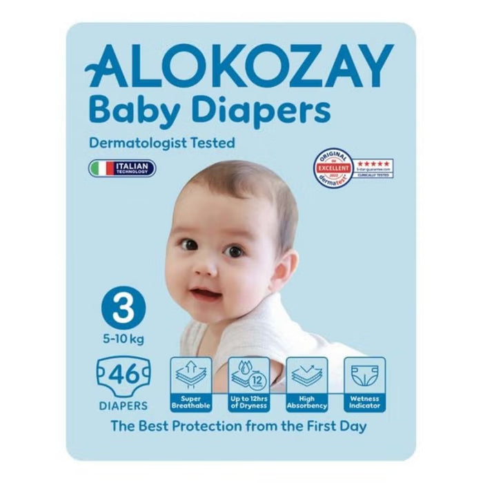 Alokozay Baby Diapers, Size 3, 5-10kg, Pack of 46's Alokozay
