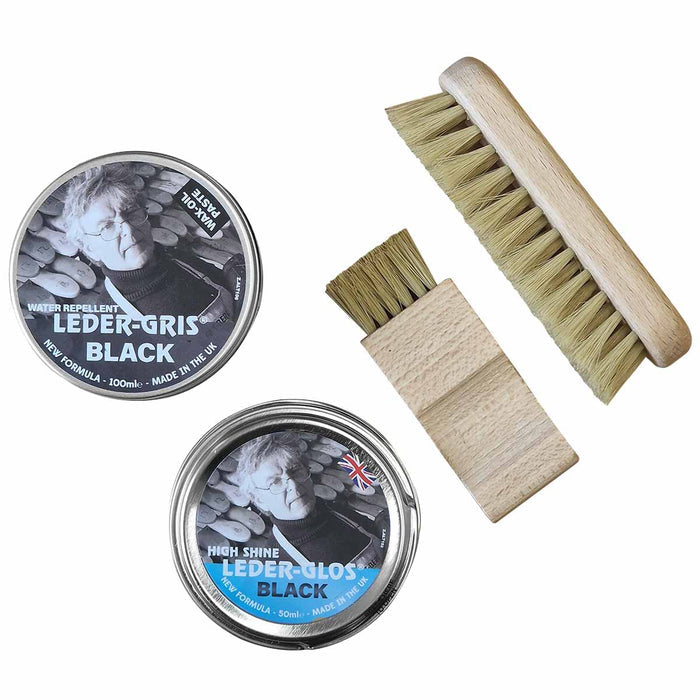 altberg military boot care kit black gris gloss brushes