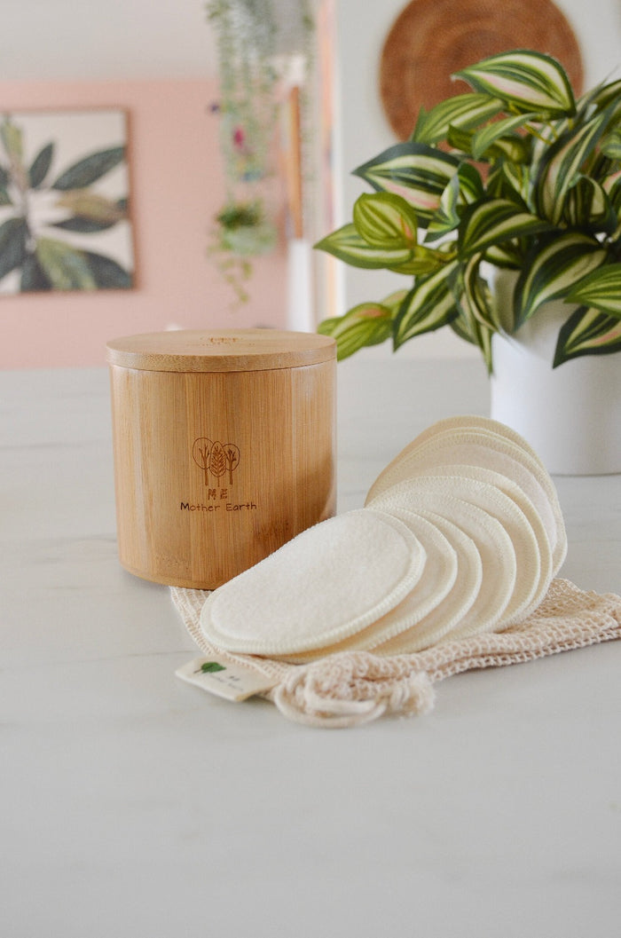 Bamboo Storage Box + Hemp Cotton Rounds Set
