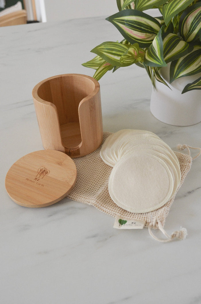 Bamboo Storage Box + Hemp Cotton Rounds Set