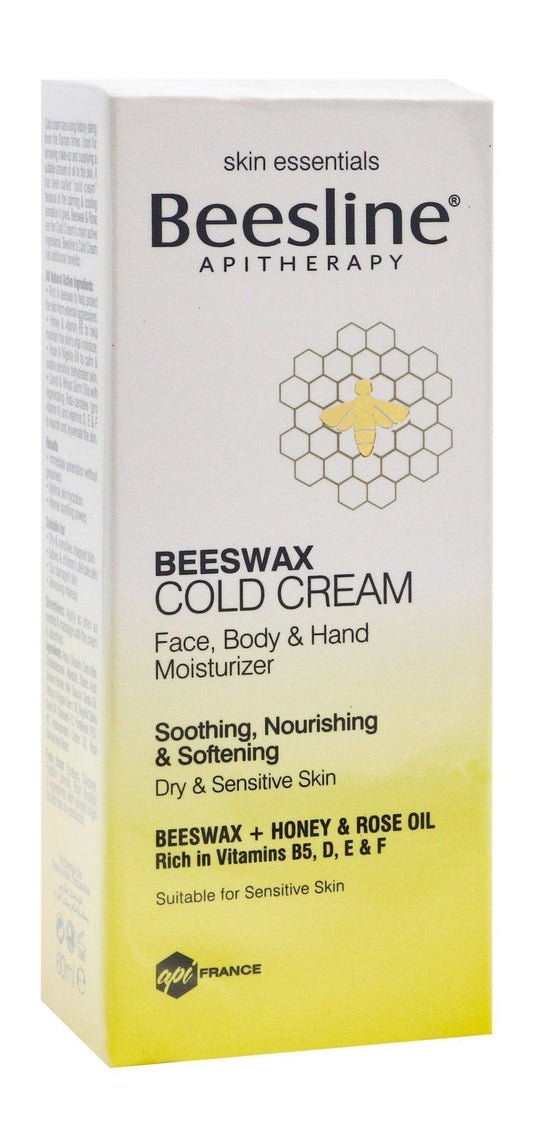 Beesline Beeswax & Rose Oil Face, Body & Hand Moisturizing Cold Cream, 60ml - Makkah Pharmacy