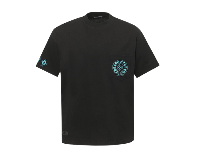 Black Blue Logo and Back Cross Printed