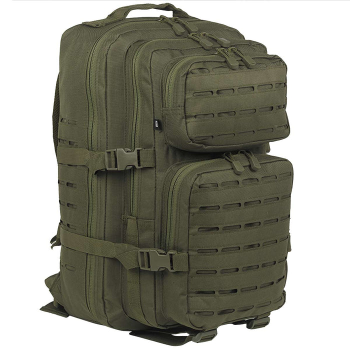 angle of brandit us cooper large lasercut rucksack olive green
