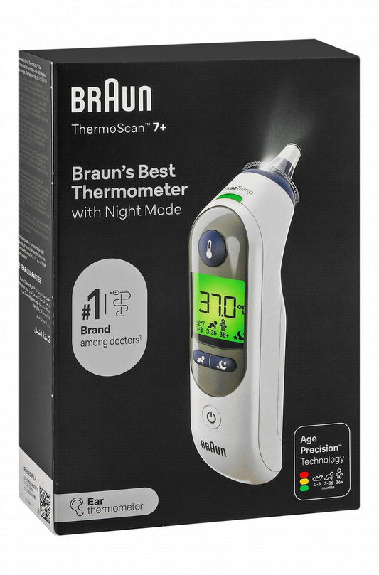 Braun ThermoScan 7 Plus Digital Ear Thermometer - White & Blue, IRT6525, 1 Pack - Makkah Pharmacy