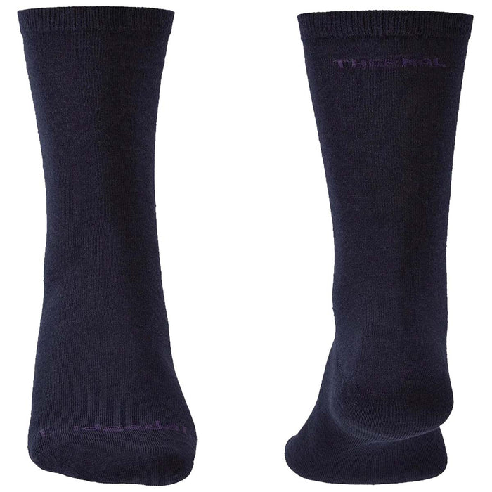toe and heal of bridgedale base layer thermal liner boot sock twin pack navy blue