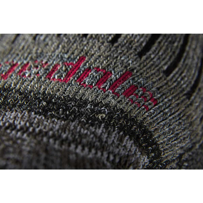 close up of fabric of bridgedale mens hike midweight merino comfort boot sock grey