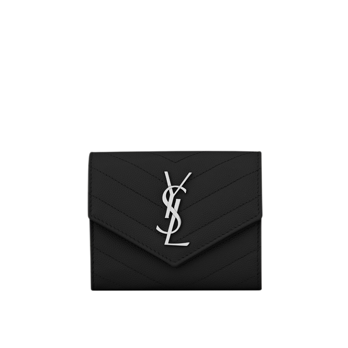 CASSANDRE MATELASSÉ compact tri fold wallet in grain de poudre leather
