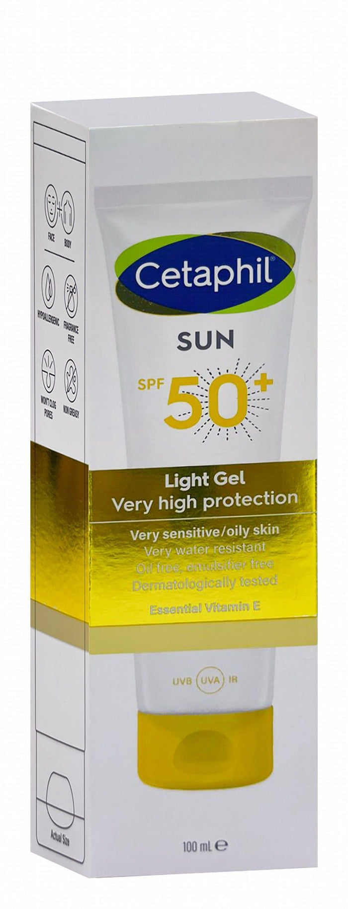 Cetaphil Hypoallergenic Non-Greasy Light Sunscreen for Sensitive & Oily Skin SPF50+, 100ml - Makkah Pharmacy