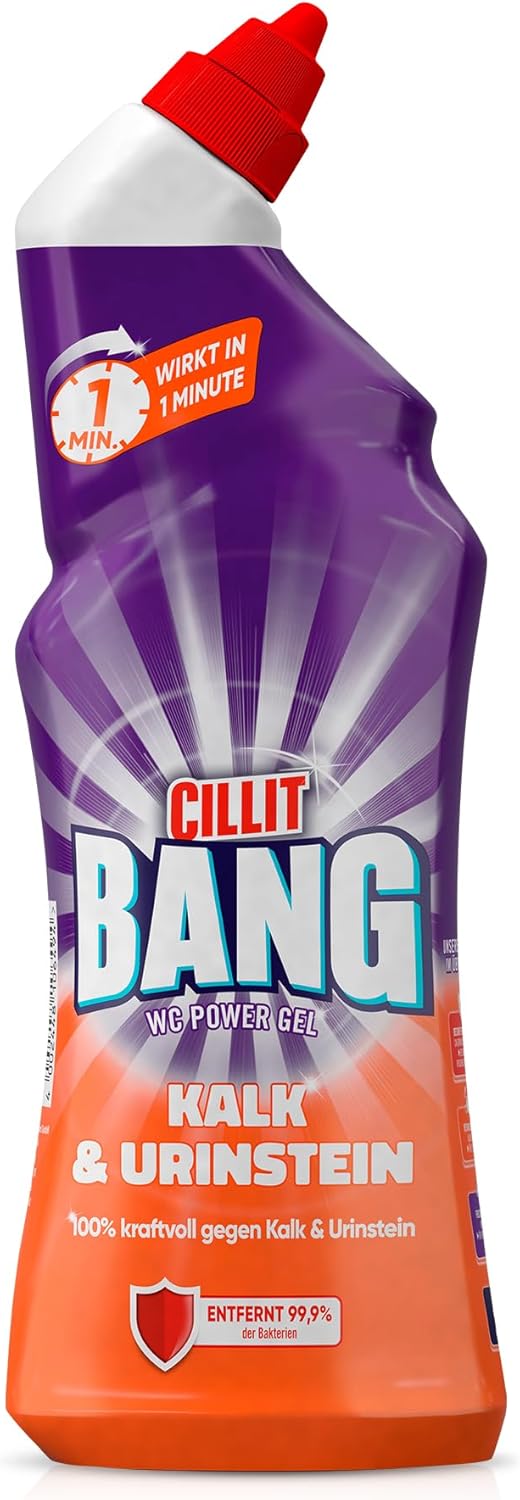 CILLIT BANG WC-Power Gel Kalk- & Urinstein Zerstörer – Kraftvoller WC-Reiniger – 1 x 750 ml