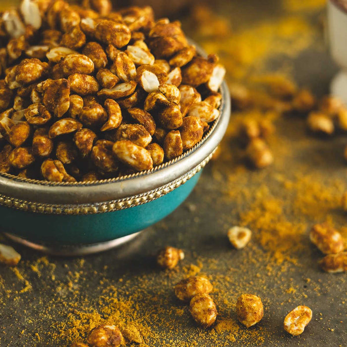firepot curry peanuts served in bowl