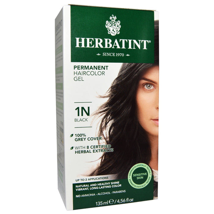 Herbatint Permanent Hair Color Gel 1N Black, 135 Ml