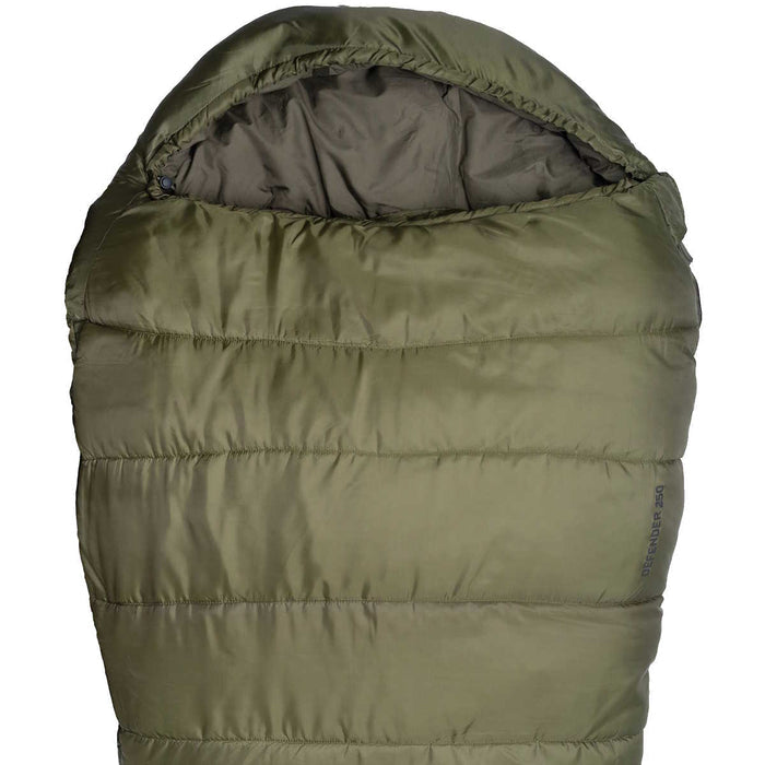 defender 250 highlander green sleeping bag with thermal hood