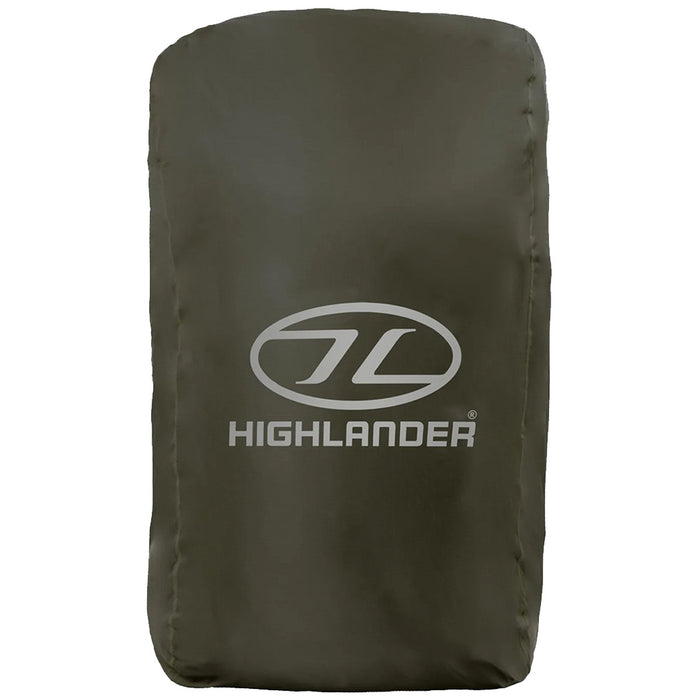 highlander ducks back raincover on bag ranger green small