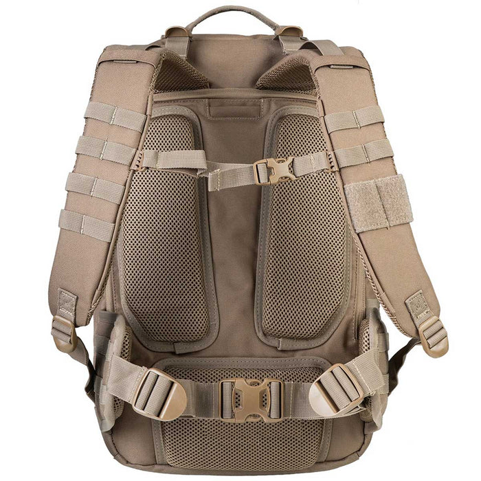 coyote brown highlander 45l harrier full clamshell pack with airmesh back