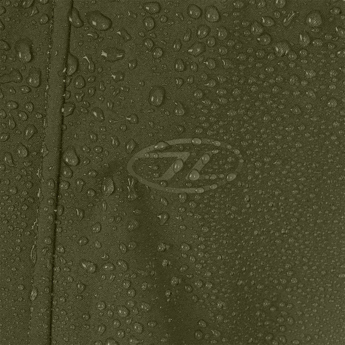 highlander logo on the kids stormguard jacket olive