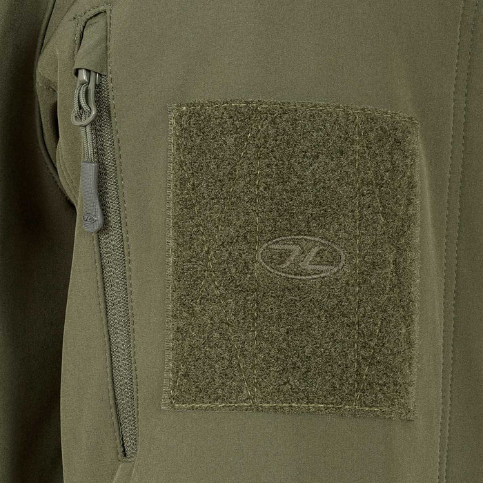 shoulder zipped pocket highlander tactical softshell jacket ranger green