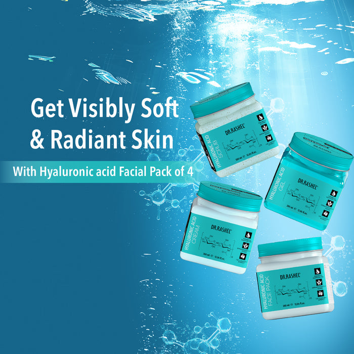 Hyaluronic Acid Facial Pack of 4 (scrub, Gel, Cream & Facepack) - 1520 ml