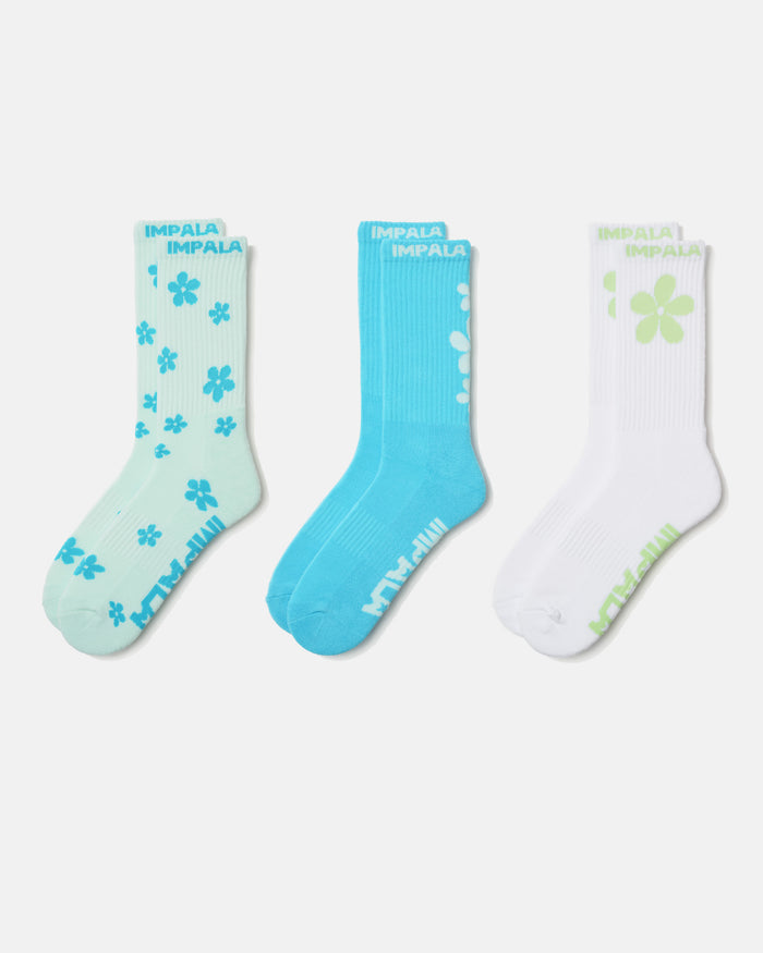 Impala Skate Sock 3pk - Ditsy Blue