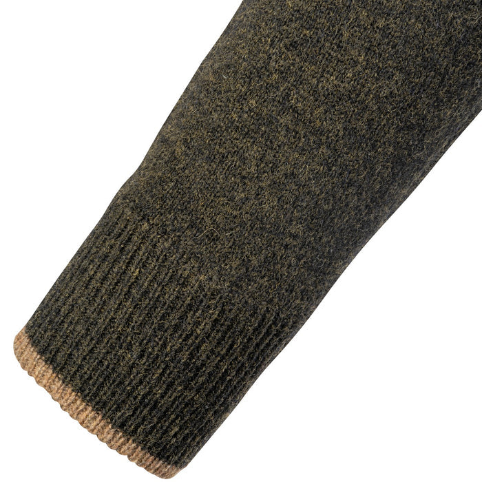 ribbed cuffs on jack pyke ashcombe zipknit olive sweater
