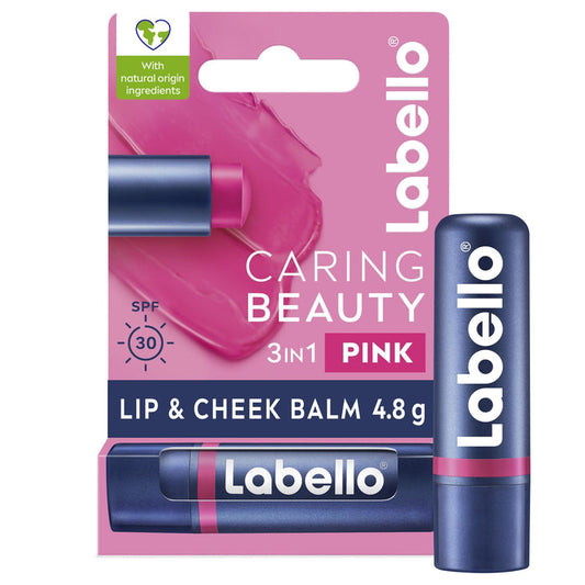 Labello Caring Beauty SPF 30 Lip & Cheek Balm - Pink, 4.8g - Makkah Pharmacy