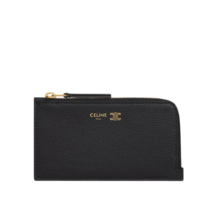 Long Zipped Card Holder in Grained Calfskin