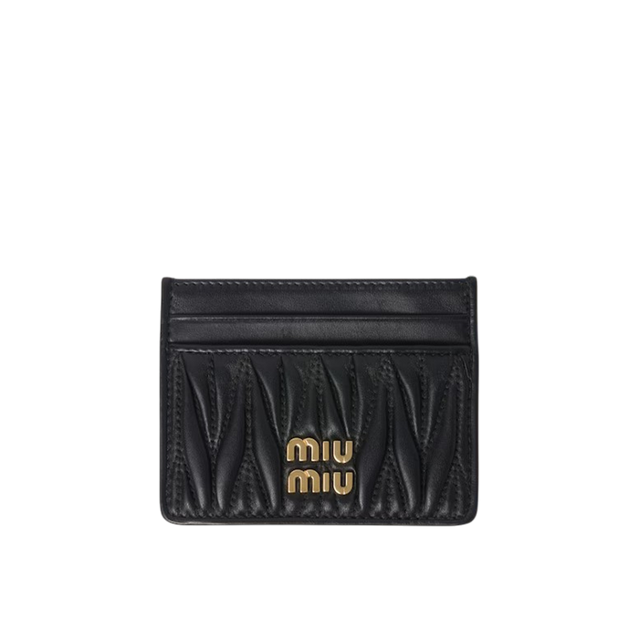 Matelassé nappa leather card holder