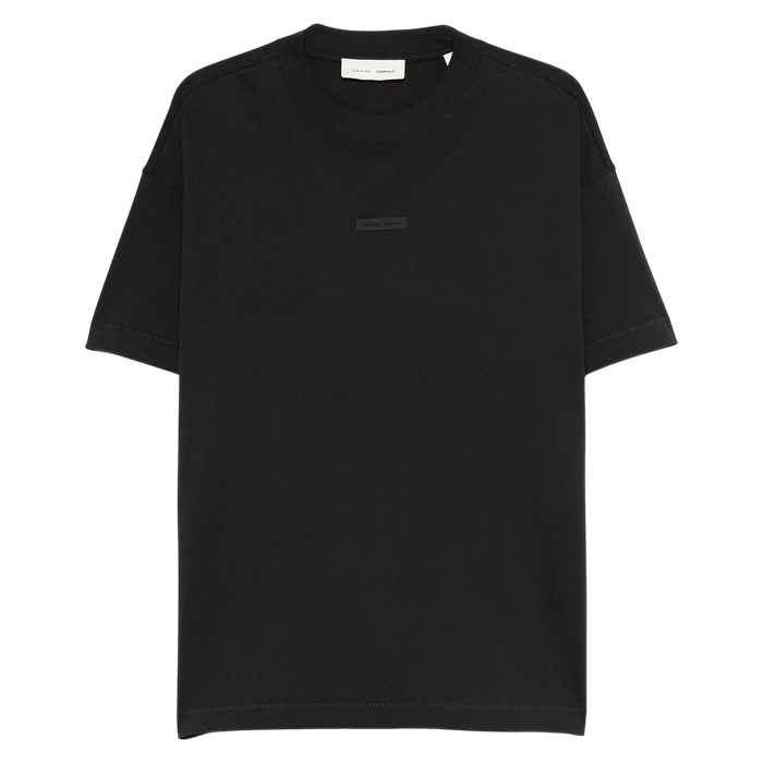 Men's Black Cotton Logo Oversized T-Shirt
