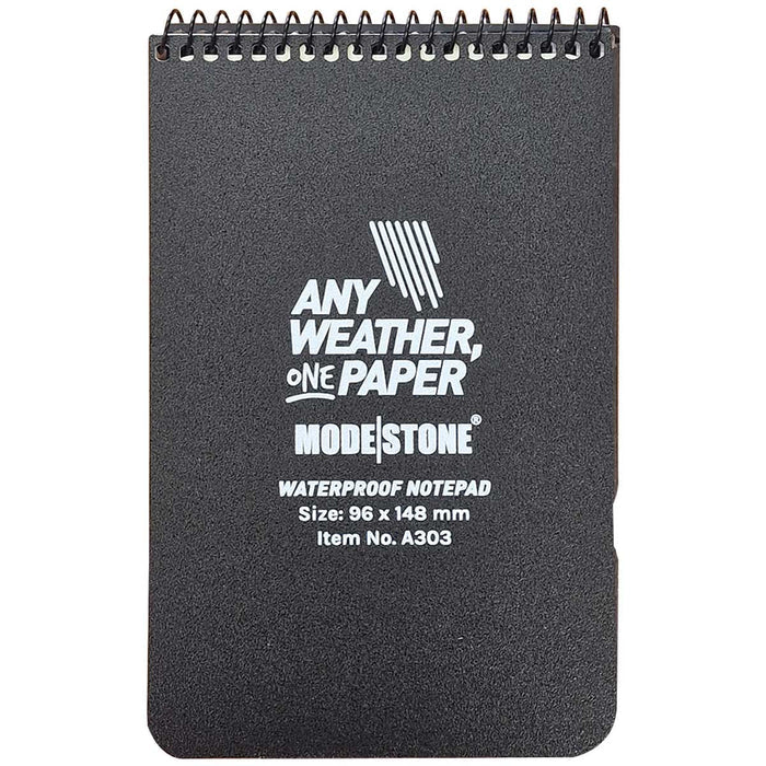 modestone waterproof notepad with glowpad black