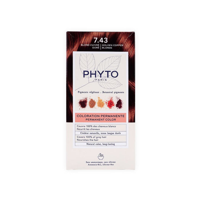 Phyto Paris Permanent Hair Color with Botanical Pigments Golden Copper Blonde 7.43, 1 Pack - Makkah Pharmacy