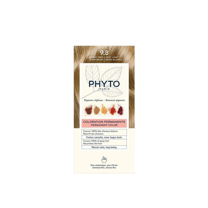 Phyto Paris Permanent Hair Color with Botanical Pigments Very Light Beige Blonde 9.8, 1 Pack - Makkah Pharmacy