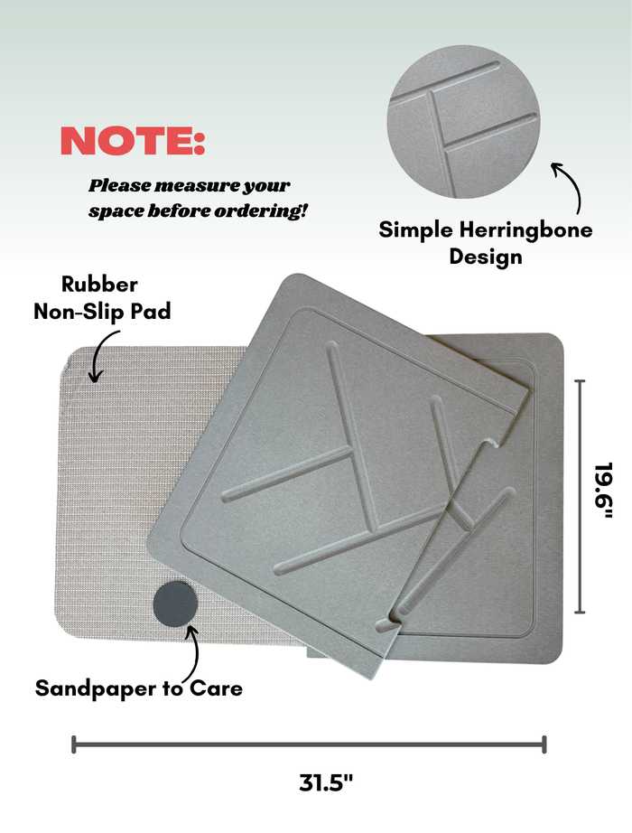 Quick Dry Diatomaceous Earth Floor Stone Bath and Dish Mat | Bathroom Shower Mat Non-Slip | Super Absorbent
