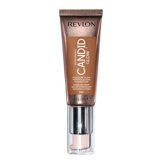 Revlon Candid Glow in 550 Mocha – hydrating dewy foundation with prickly-pear oil, blue light defence & radiant finish