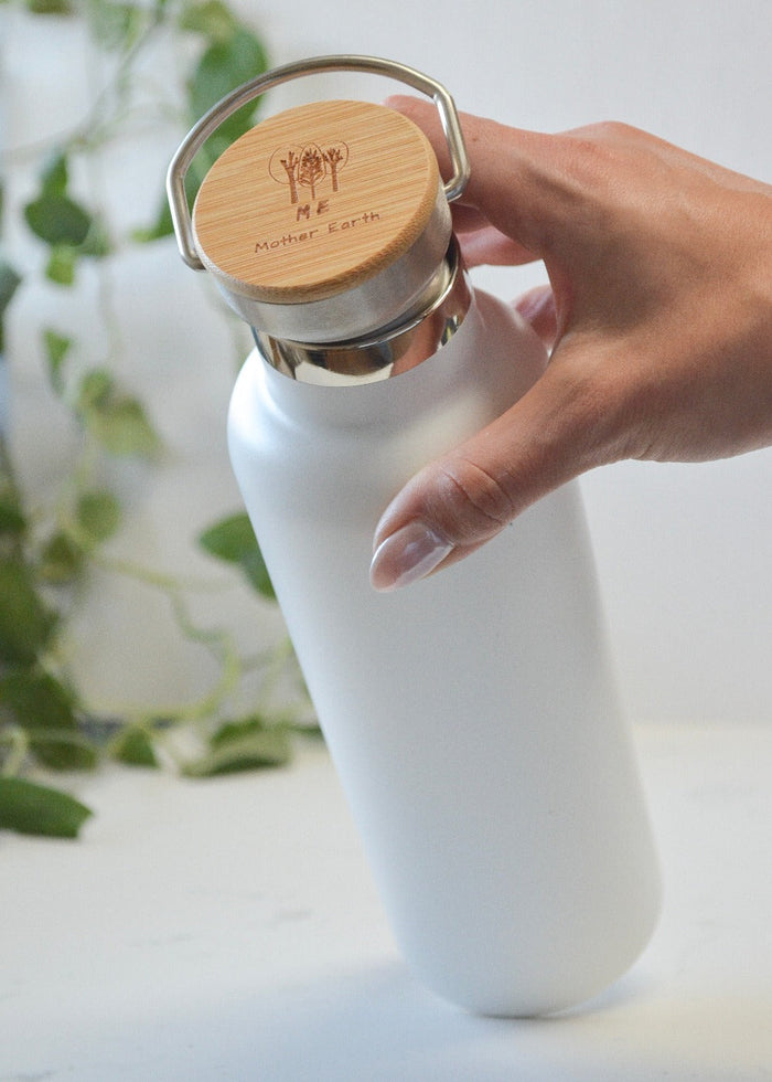 Stainless Steel Water Bottle with Bamboo Lid